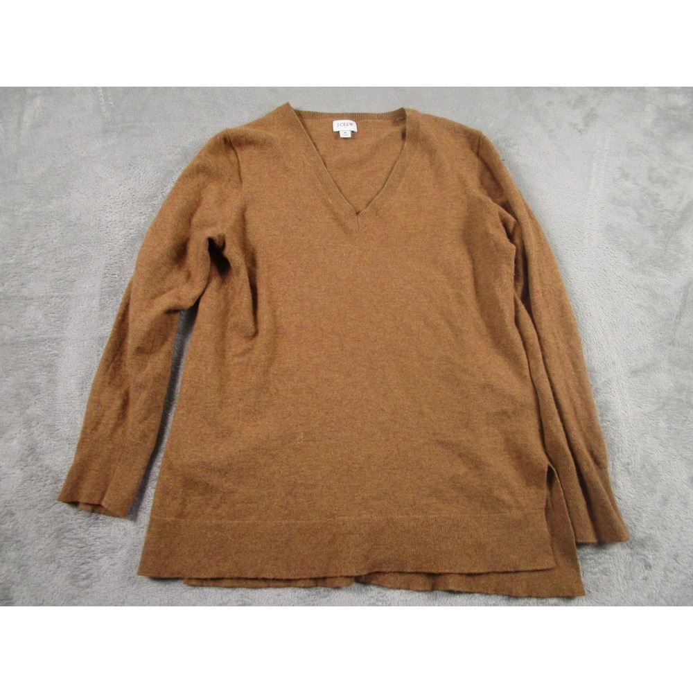 J Crew Top‎ Womens Medium Brown V Neck Wool Blend Preppy Modern